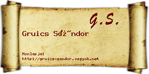 Gruics Sándor névjegykártya